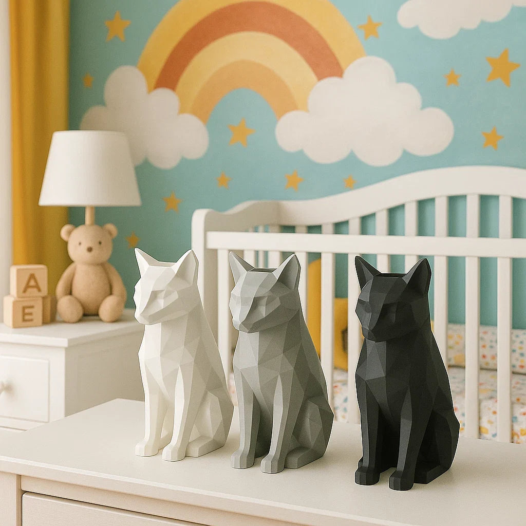 Geometric Cat Vase | 9-Inch Home Nursery or Office Decor
