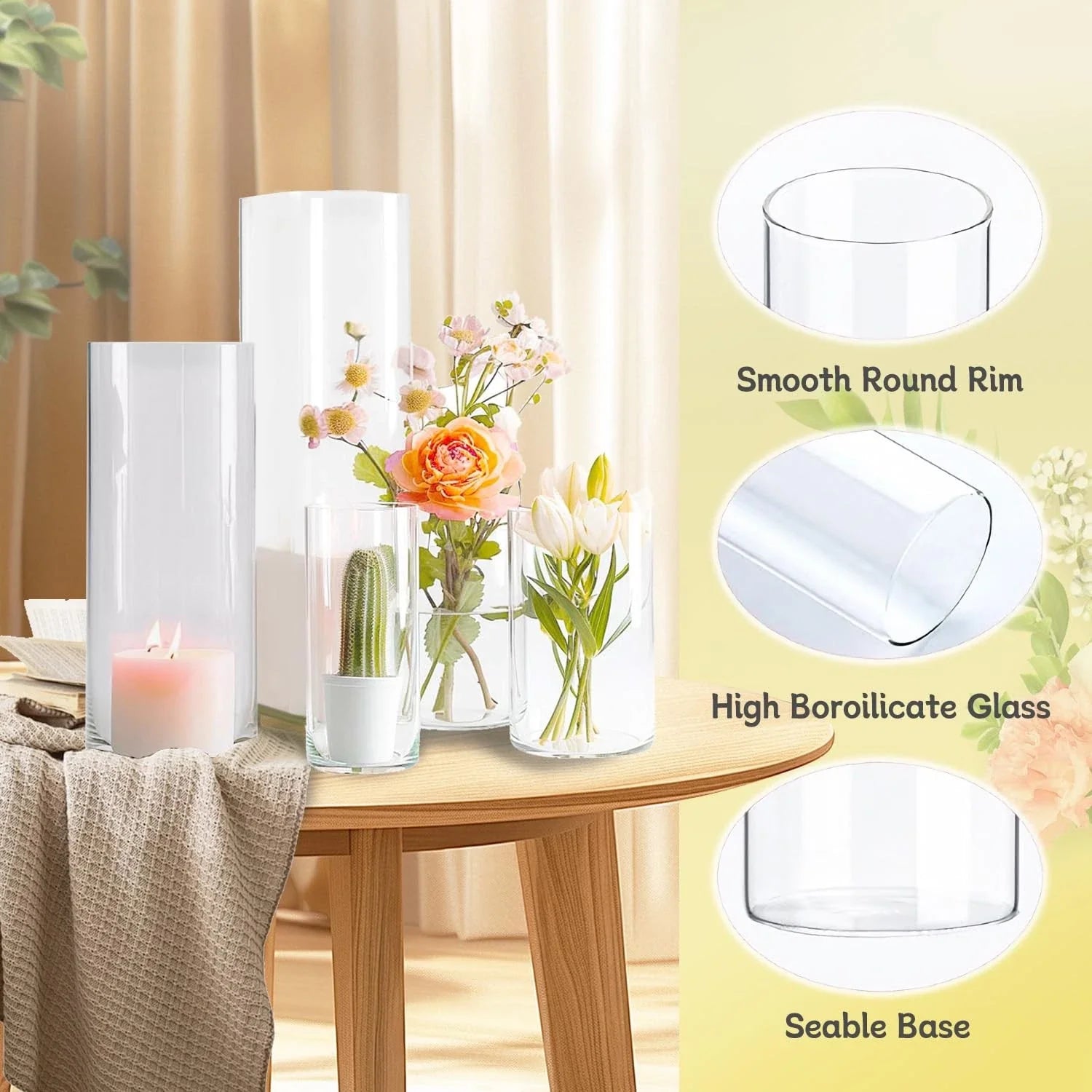 60pcs Glass Vase Cylinder Vases for Centerpieces Small Flower Glass Vases Hom...