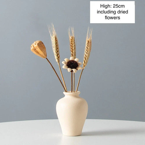4-Pieces Ceramic Small Vases with Dried Flower for Bouquet, Home Decorative